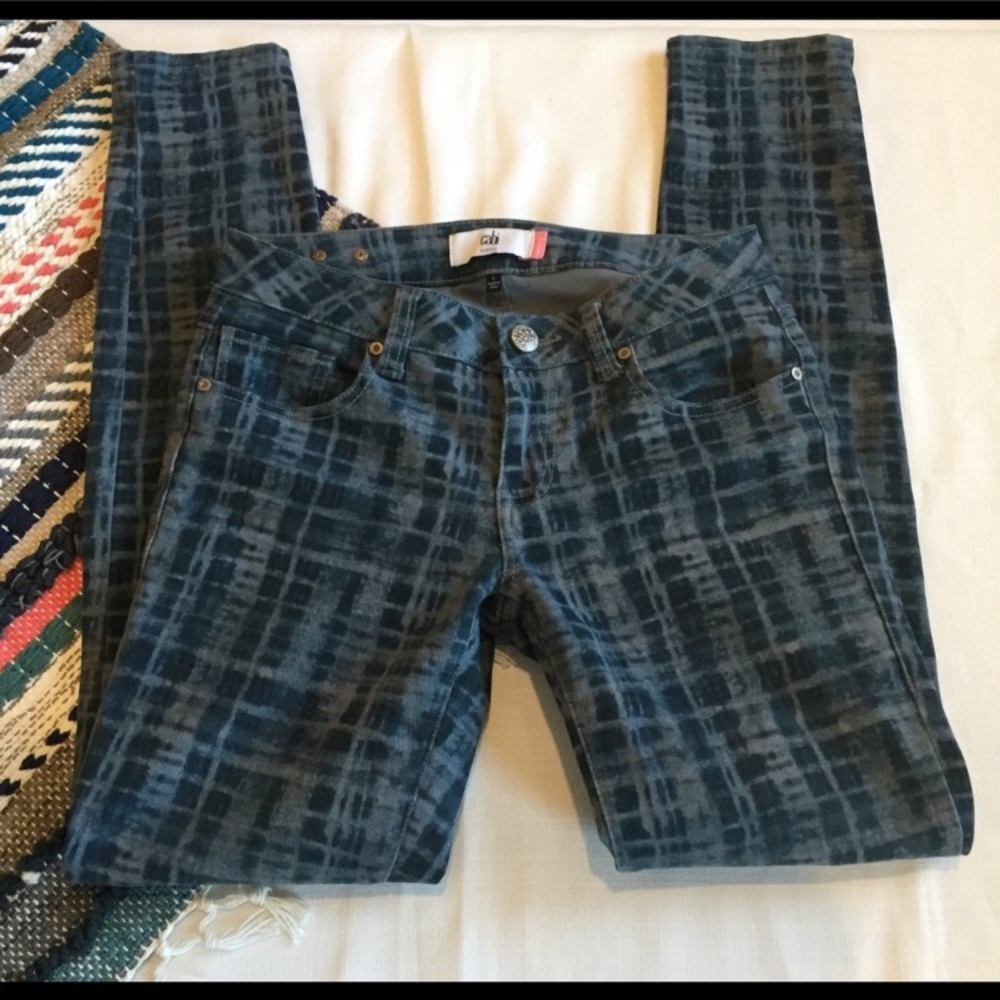 CAbi jeans skinny grid pattern style# 3047 size 2